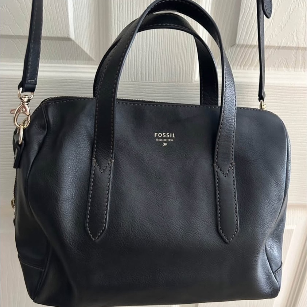 Fossil Black Satchel with Adjustable Strap